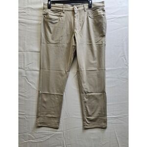 Members Mark Benton Mens Slim Fit Performance Pant Khaki 36x30 Stretch UPF 30